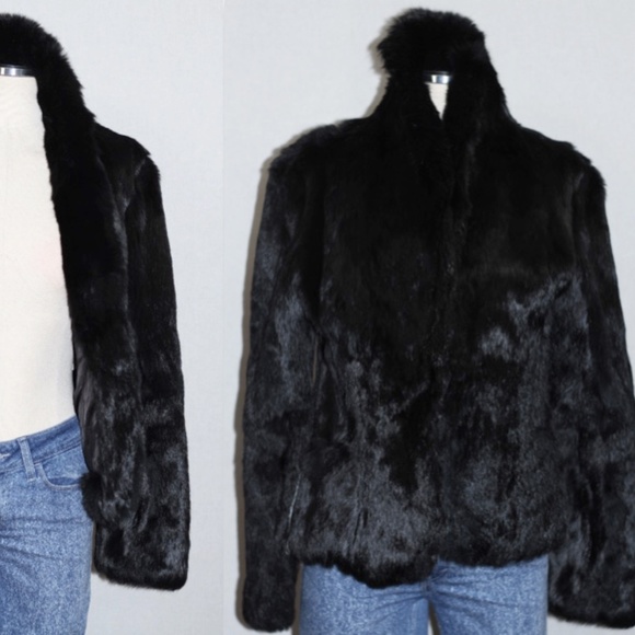 Black Rabbit Fur Coat - Picture 13 of 14